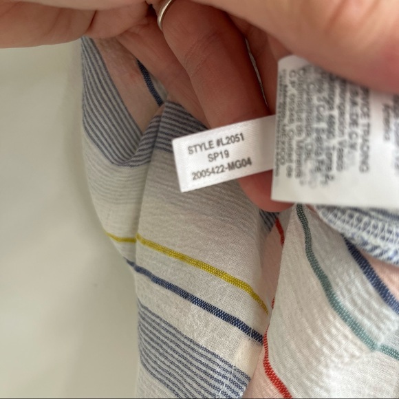 J.Crew Bow Swanzey Fiesta Stripe Button Up Top Brushed Gauzy Cotton L2051 - Picture 9 of 11